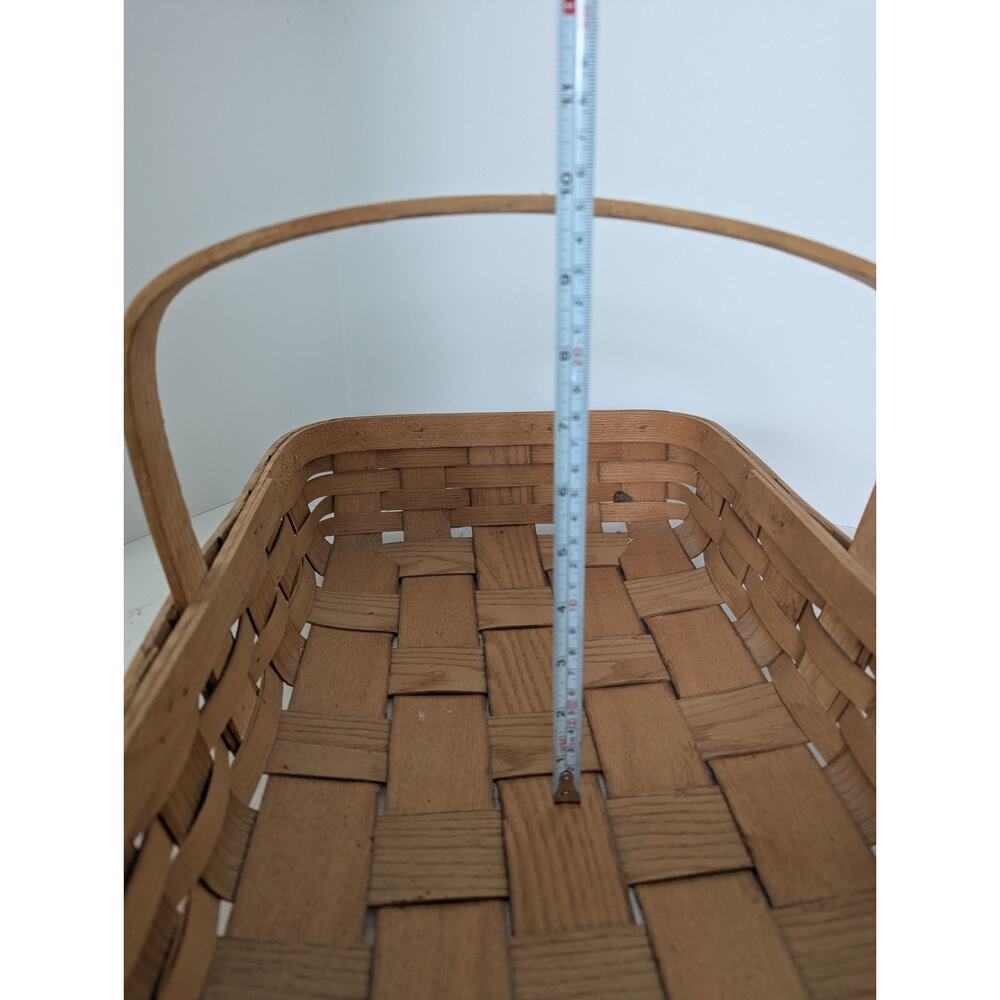 Vtg Basketville Putney Vt. Splint Oakwood Rectangle Gathering Basket Garden - Picture 12 of 13